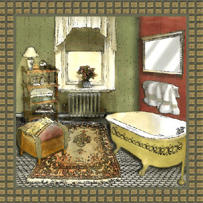 Bathroom in Green IV by Lenny Karcinell Wall Art Décor 12 x 12 Art Print