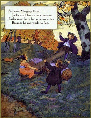 Seesaw Margery Daw by Mother Goose Collection Wall Art Décor 16 1/2 x 13 Art Print