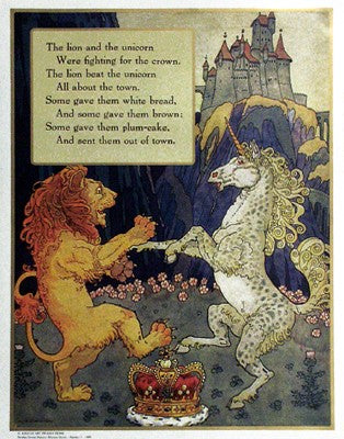 Lion and Unicorn by Mother Goose Collection Wall Art Décor 23 3/4 x 18 3/4 Art Print