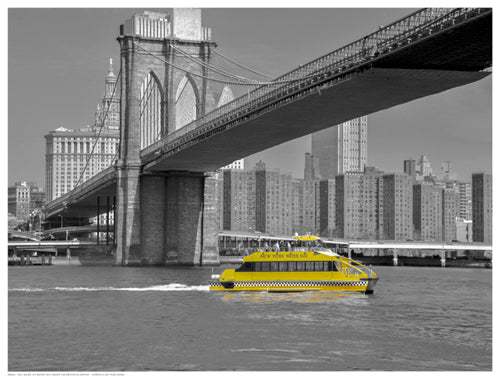 NY Water Taxi Under Brooklyn Bridge by Phil Maier Wall Art Décor 12 ½ x 16 ½ Art Print