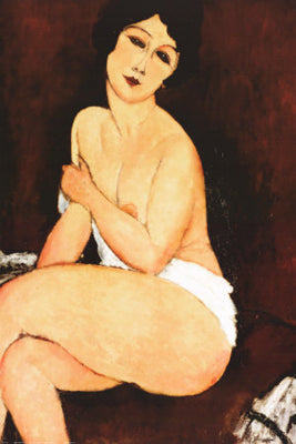 Nude Sitting on a Sofa The Beautiful Romanian by Amedeo Modigliani Wall Art Décor 36 x 24 Art Print