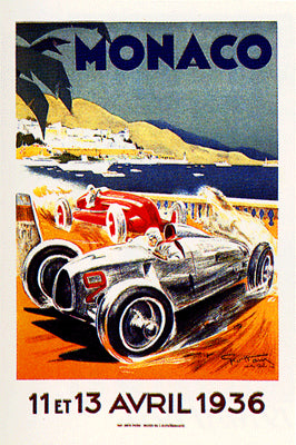 Monaco 1936 Grand Prix Art Print by Geo Ham - Vintage Racing Poster | Wall Decor