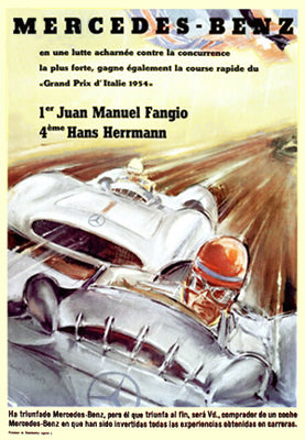 Mercedes-Benz Italian Grand Prix 1954 Art Print - Vintage F1 Racing Wall Art Decor