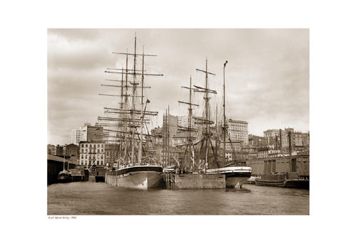 East River Docks, 1900 Sepia Art Print | Vintage New York City Wall Decor