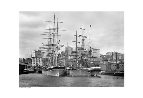 East River Docks, 1900 - Vintage New York City Seascape Art Print for Wall Decor