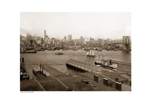 Heart of New York 1905 Sepia Art Print - Vintage Cityscape Wall Decor