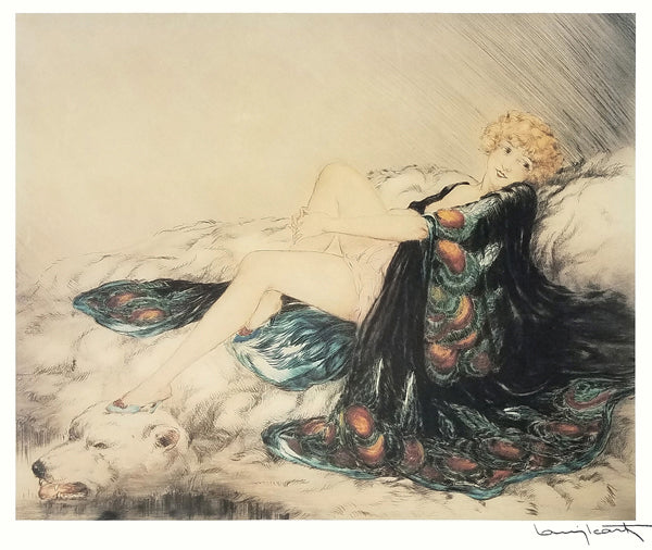 Silk Robe Art Print by Louis Icart - Elegant Vintage Wall Art Decor