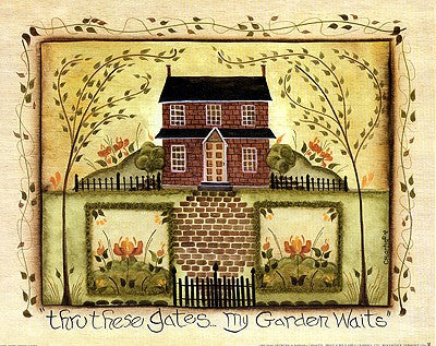 Thru These Gates... My Garden Waits by Barbara Chiantia - Serene Garden Wall Art Print