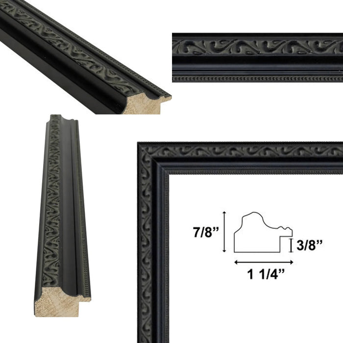 10x15 Frame Ornate Beaded Scoop Black Picture Frame Cris Cross