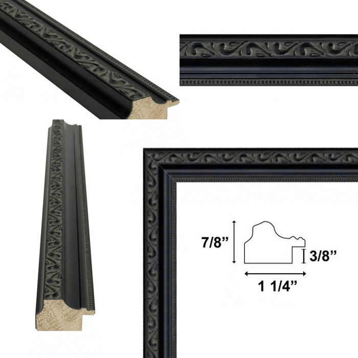 32x48 Frame Ornate Beaded Scoop Black Picture Frame Cris Cross
