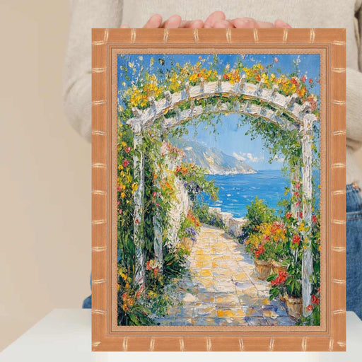 32x48 Frame Boho Gold Bamboo Wood Picture Frame