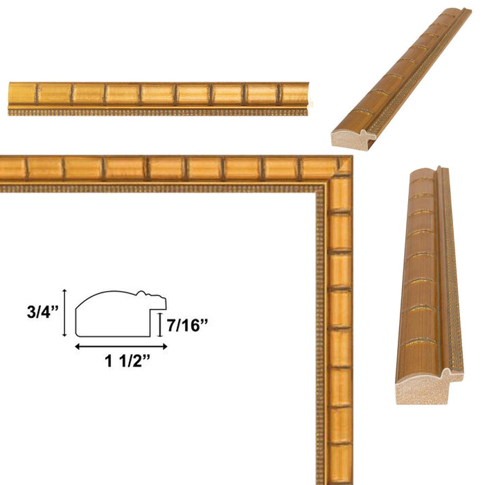 32x48 Frame Boho Gold Bamboo Wood Picture Frame