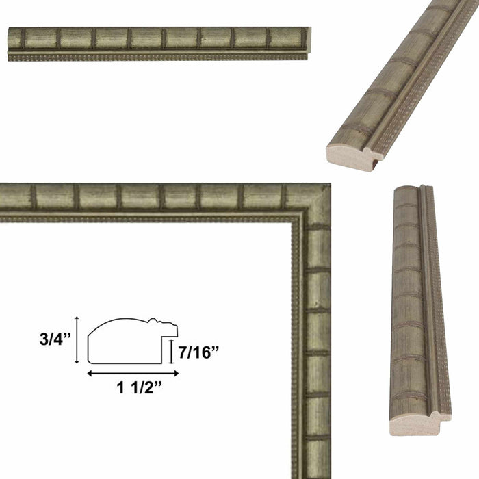 32x48 Frame Boho Silver Bamboo Wood Picture Frame