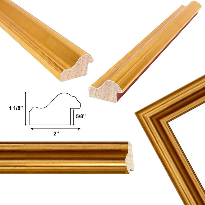 32x48 Frame Bright Gold Leaf Wave Picture Frame - Business Frame