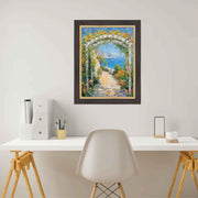 27x41 Frame Cafe Wood Tone With Gold Lip Picture Frame