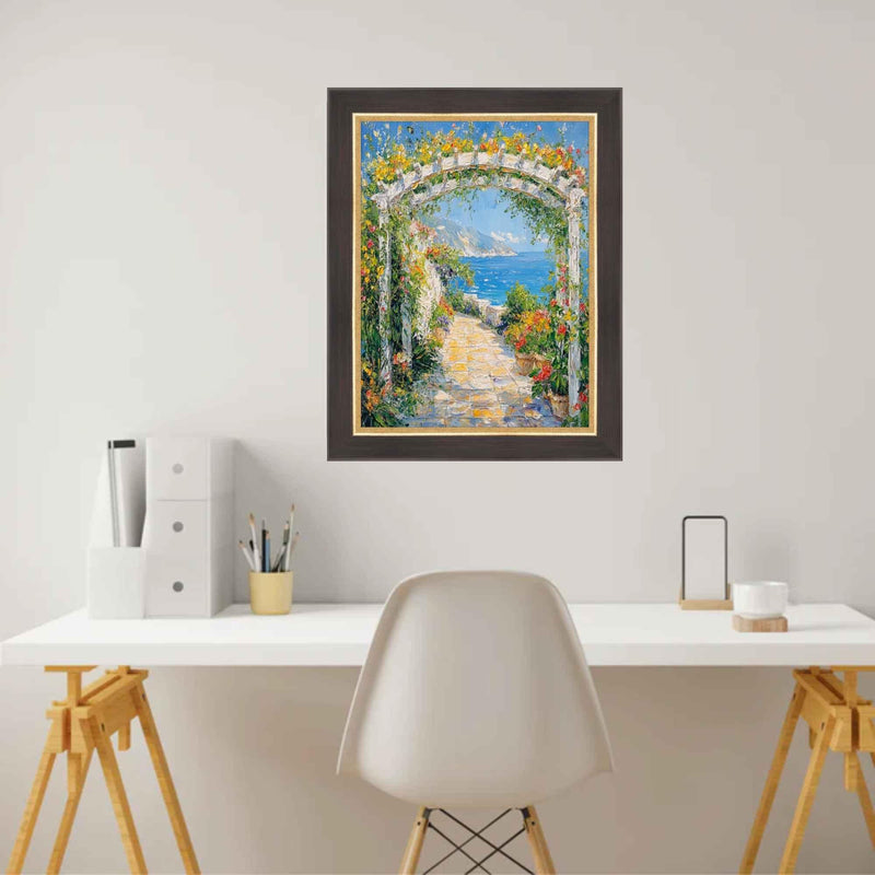 30x36 Frame Cafe Wood Tone With Gold Lip Picture Frame