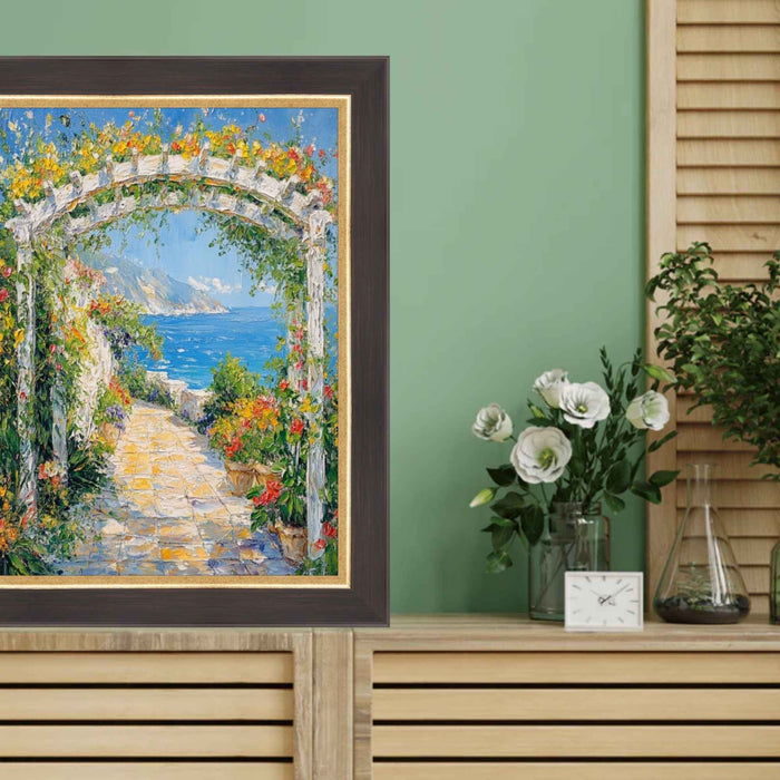 32x48 Frame Cafe Wood Tone With Gold Lip Picture Frame