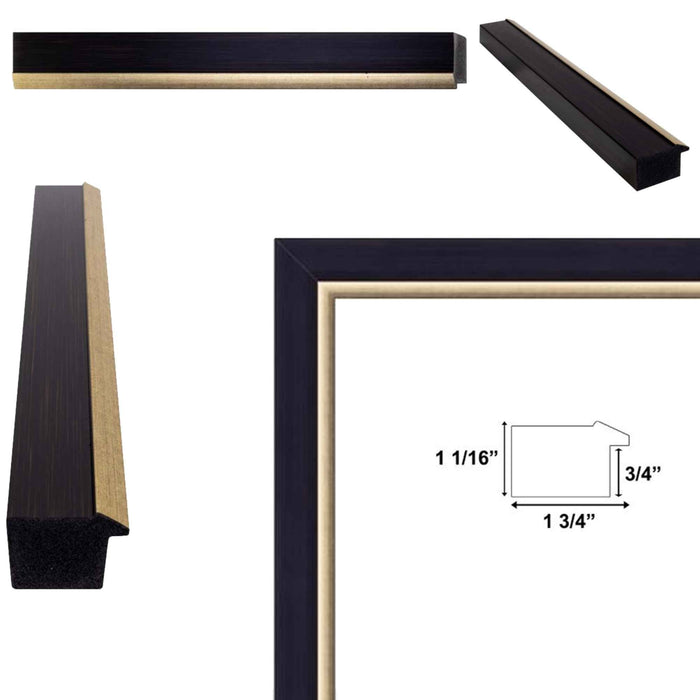 32x48 Frame Cafe Wood Tone With Gold Lip Picture Frame
