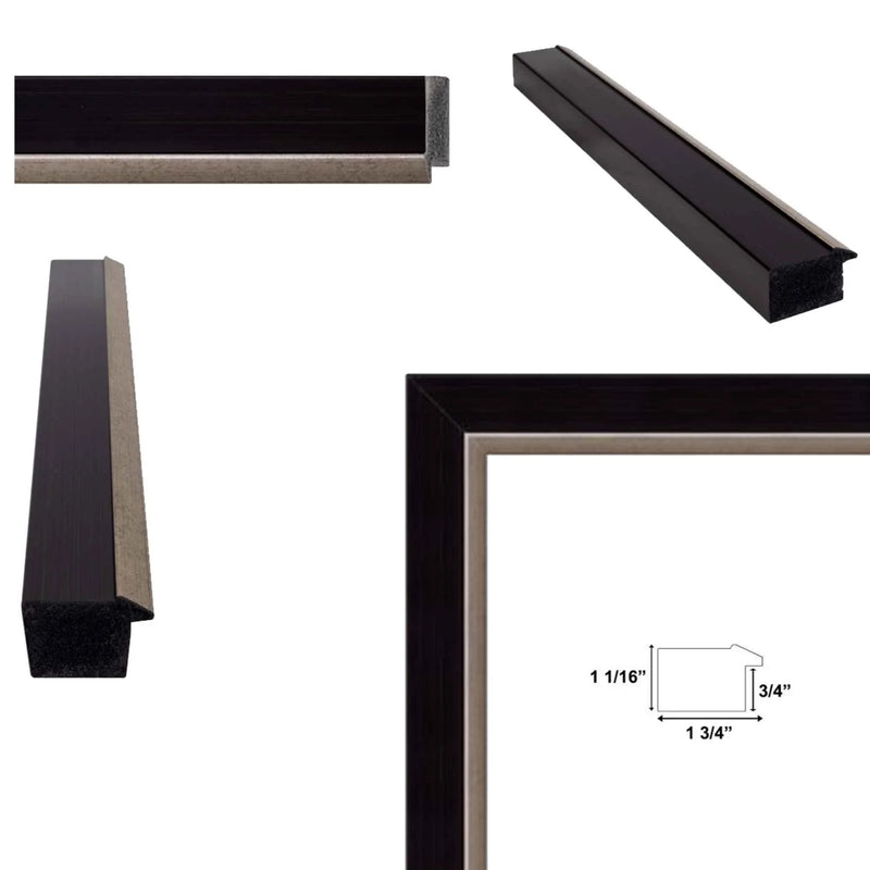 22x28 Frame Cafe Wood With Silver Lip Picture Frame
