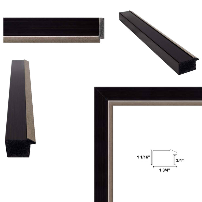 32x48 Frame Cafe Wood With Silver Lip Picture Frame