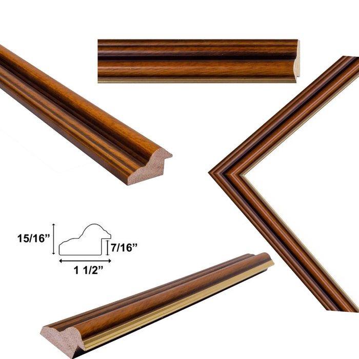 32x48 Frame Certificate Gloss Walnut Wood With Gold Lip Picture Frame