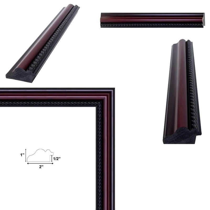 27x41 Frame Certificate Mahogany With Rope Picture Frame