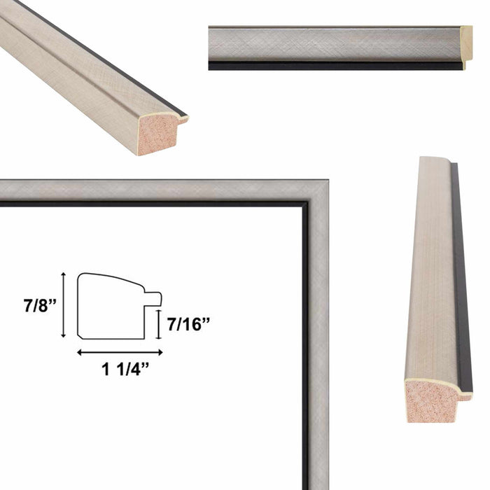 32x48 Frame Contemporary Silver With Black Picture Frame