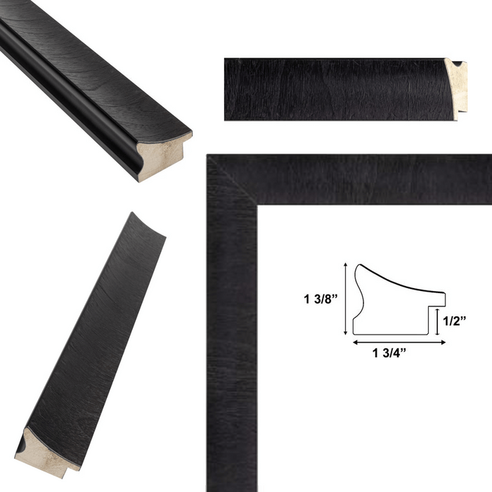 32x48 Frame Contemporary Wood Grain Black Scoop Picture Frame
