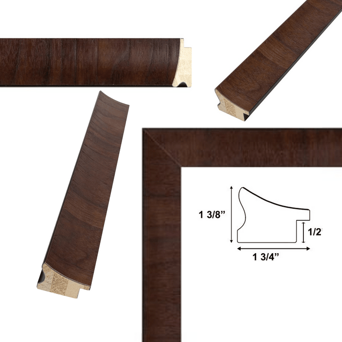 32x48 Frame Contemporary Wood Grain Walnut Scoop Picture Frame