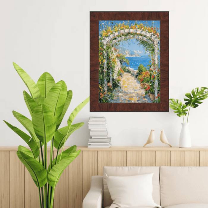 32x48 Frame Contemporary Wood Grain Walnut Scoop Picture Frame