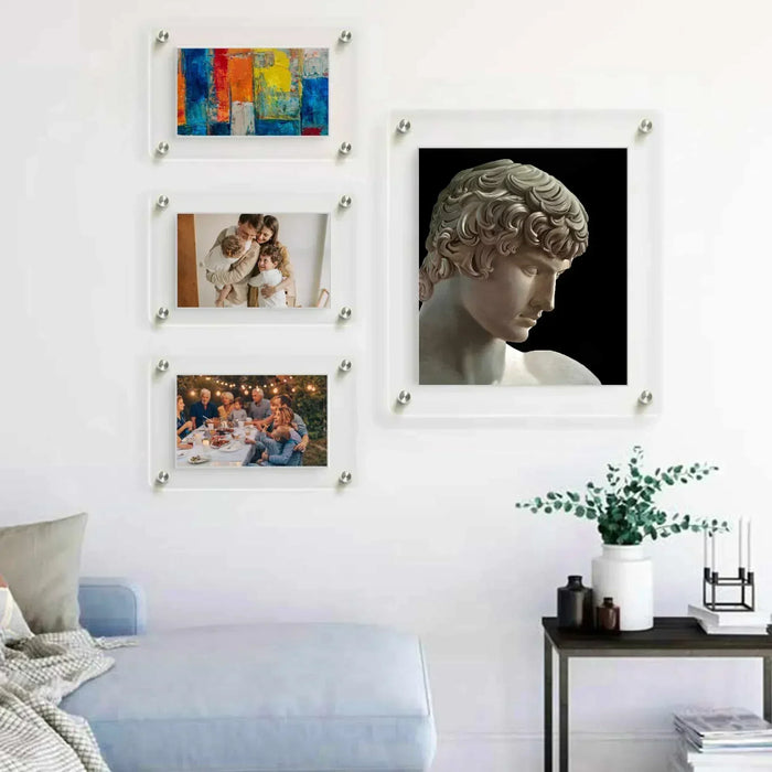 Floating 8.5x11 Acrylic Wall Frame - Frameless Photo Frame Display Mount