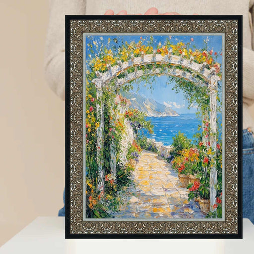 32x48 Frame Floral Antique Silver With Black Lip Picture Frame