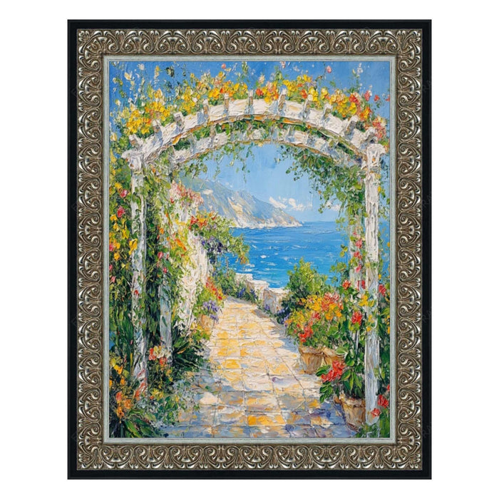 32x48 Frame Floral Antique Silver With Black Lip Picture Frame