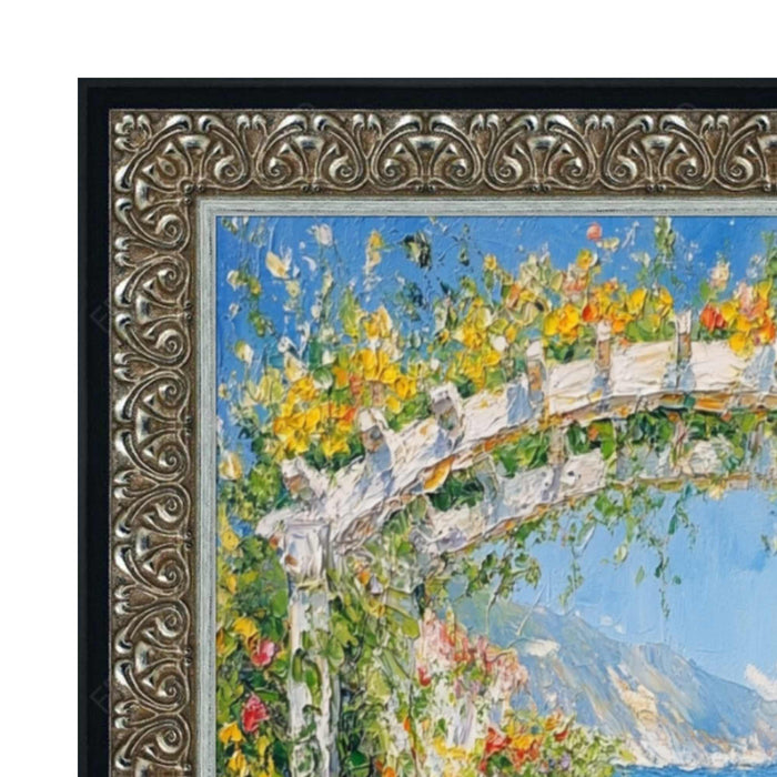 32x48 Frame Floral Antique Silver With Black Lip Picture Frame