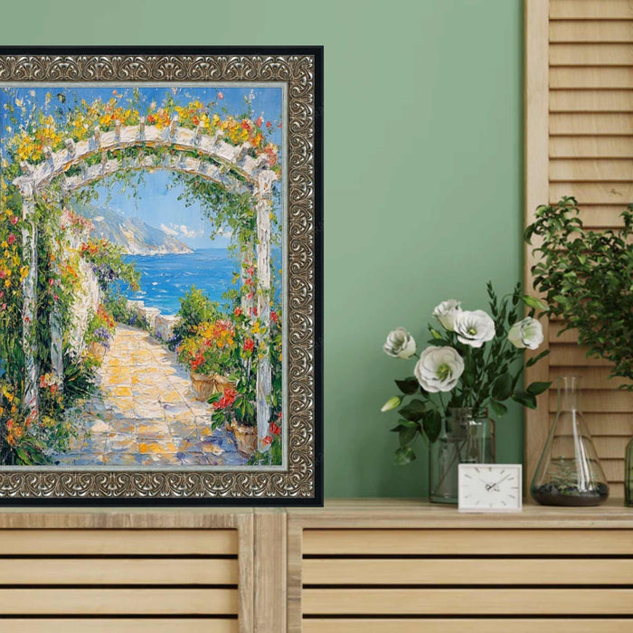 32x48 Frame Floral Antique Silver With Black Lip Picture Frame