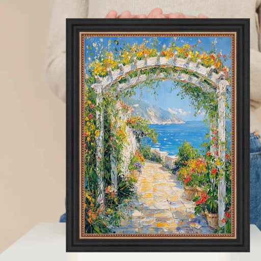 32x48 Frame Modern Black Scoop With Gold Bead Picture Frame