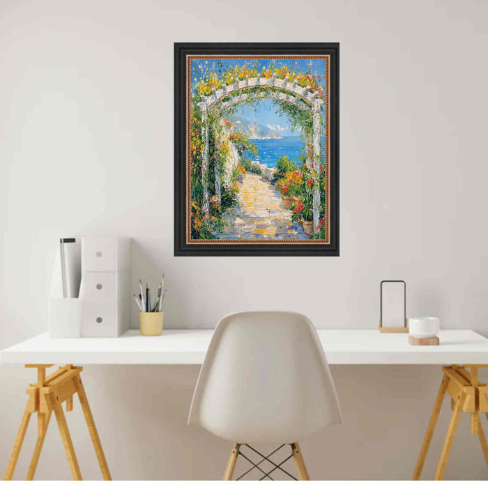 32x48 Frame Modern Black Scoop With Gold Bead Picture Frame