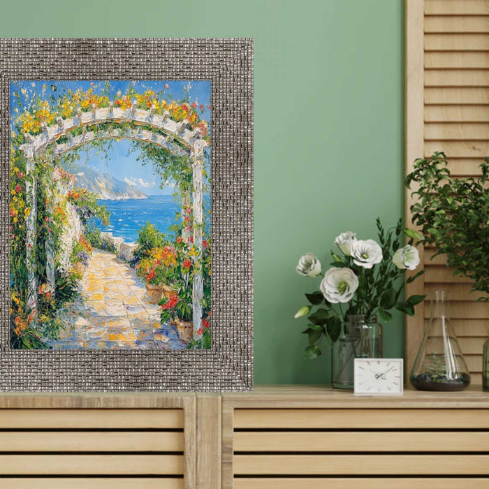32x48 Frame Modern Wide Glitter Silver Gunmetal Picture Frame