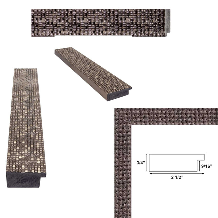 12x18 Frame Modern Wide Glitter Silver Gunmetal Picture Frame