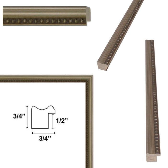 32x48 Frame Narrow Beaded Silver Scoop Picture Frame
