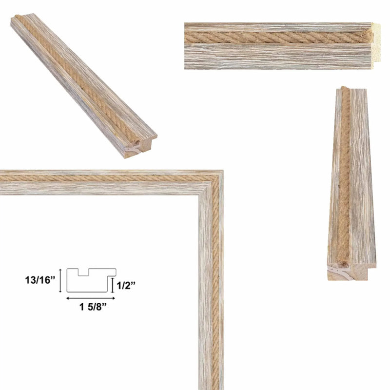 14x14 Frame Nautical Rope Dock Boat Rustic White Wash Picture Frame