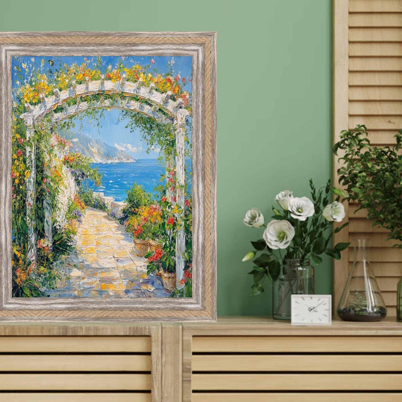 22x30 Frame Nautical Rope Dock Boat Rustic White Wash Picture Frame