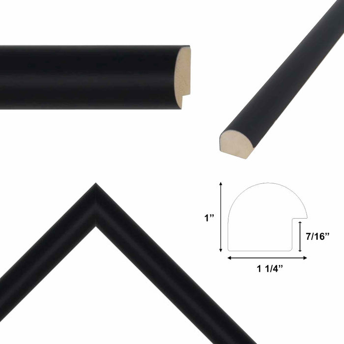 28x40 Frame Round Matte Black Picture Frame