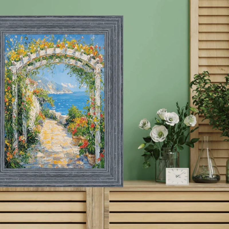 12x24 Frame Rustic Wide Wood Ocean Blue Picture Frame