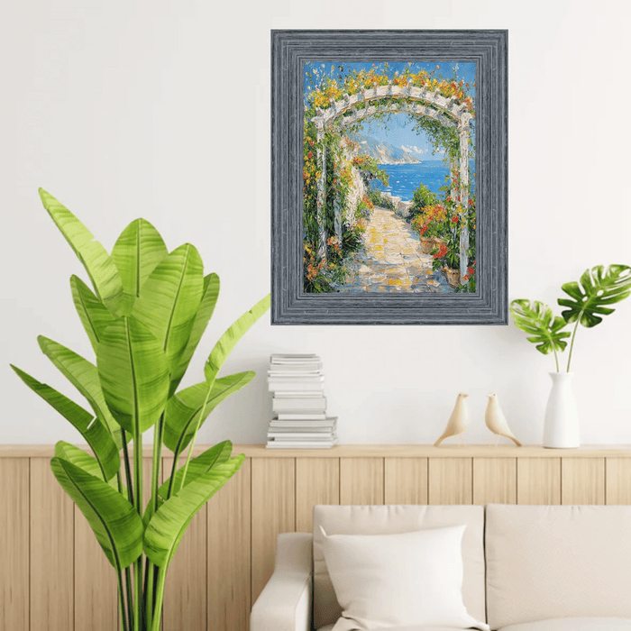 32x48 Frame Rustic Wide Wood Ocean Blue Picture Frame
