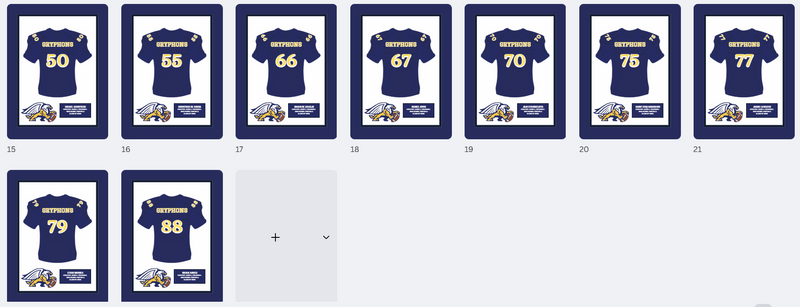 Greater Lowell Technical High School Football - 18x24 jersey frames  23 Frames