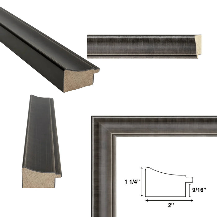 24x30 Frame Silver Gunmetal Pewter Scoop Picture Frame