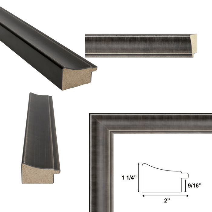 32x48 Frame Silver Gunmetal Pewter Scoop Picture Frame