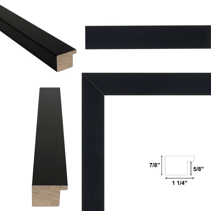 32x48 Frame Simple Flat Matte Black Wood Picture Frame