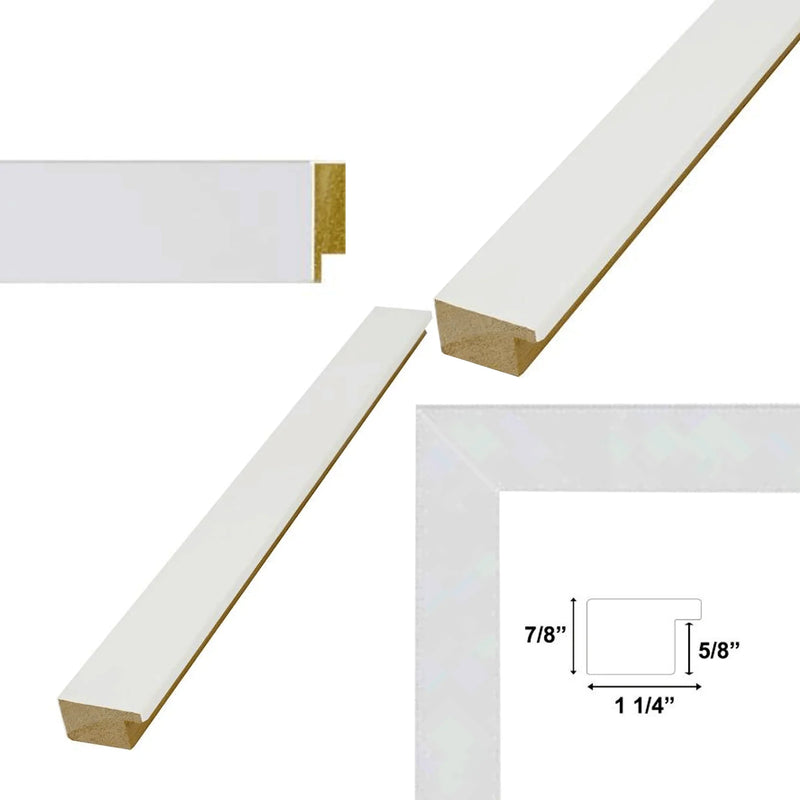 30x30 Frame Simple Flat Matte White Wood Picture Frame